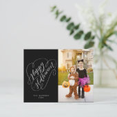 Carte Postale Happy Halloween Chic Handletted Photo Black (Debout devant)