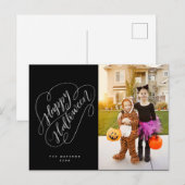 Carte Postale Happy Halloween Chic Handletted Photo Black (Devant / Derrière)