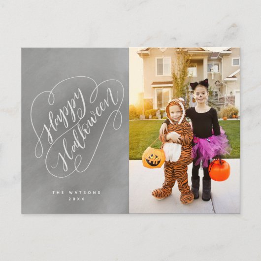 Carte Postale Happy Halloween Chic Handletted Photo Chalboard (Devant)