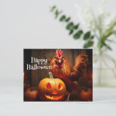 Carte Postale Happy Halloween Chicken Rooster Citrouille papier (Debout devant)