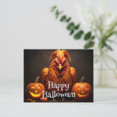 Carte Postale Happy Halloween Chicken Rooster Citrouille papier (Debout devant)