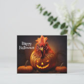 Carte Postale Happy Halloween Chicken Rooster Citrouille papier  (Debout devant)