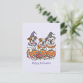 Carte Postale Happy Halloween Citrouille anglais Bulldogs (Debout devant)