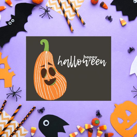 Carte Postale Happy Halloween Citrouille lunaire