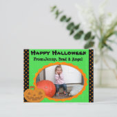 Carte Postale Happy Halloween Citrouille Post Card - Ajouter vot (Debout devant)