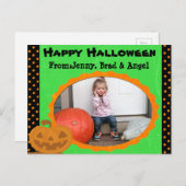 Carte Postale Happy Halloween Citrouille Post Card - Ajouter vot (Devant / Derrière)