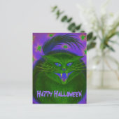 Carte postale "Happy Halloween" de Chat effrayant (Debout devant)