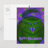 Carte postale "Happy Halloween" de Chat effrayant (Devant / Derrière)