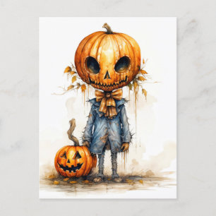 Carte Postale Happy Halloween Eerie Citrouille Fiend