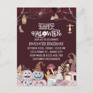 Carte Postale Happy Halloween Éffrayant Anniversaire Fête Invita