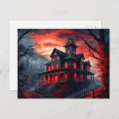 Carte Postale Happy Halloween Éffrayant Dwelling (Devant / Derrière)