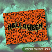 Carte Postale Happy Halloween éffrayant noir et orange typograph