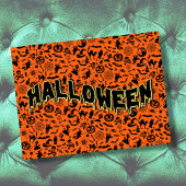 Carte Postale Happy Halloween éffrayant noir et orange typograph
