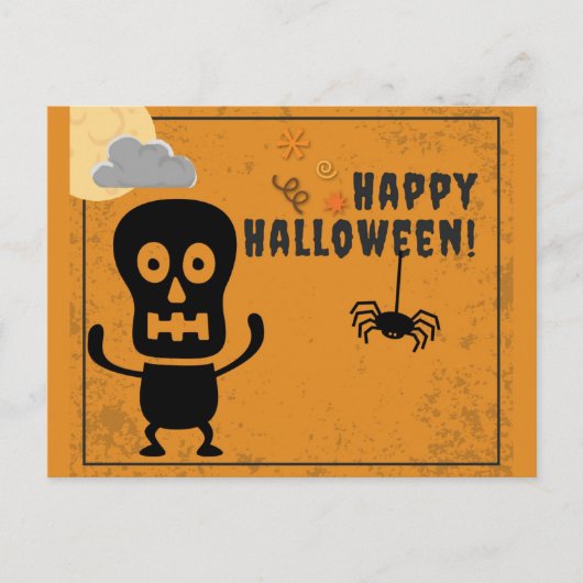 Carte Postale Happy Halloween Éffrayant Skeleton Spider (Devant)