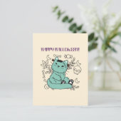 Carte Postale Happy Halloween Frankenstein Chat (Debout devant)