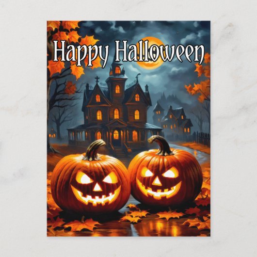 Carte Postale Happy Halloween Frightful Haunful House (Devant)