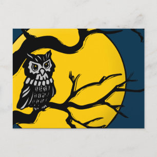 Carte Postale happy halloween : hibou de minuit :