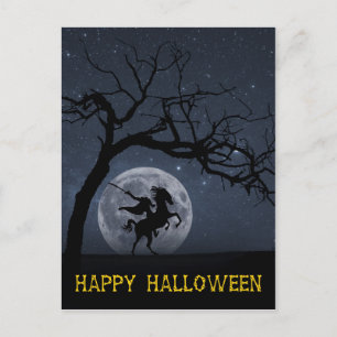 Carte Postale Happy Halloween Horseman sans tête pleine lune