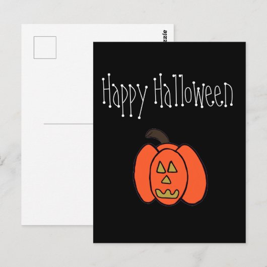 Carte Postale Happy Halloween Jack-o'-lantern (Devant / Derrière)