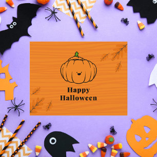 Carte Postale Happy Halloween mignon Citrouille Orange