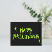 Carte Postale Happy Halloween mince néon vert et noir éffrayant (Debout devant)