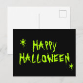 Carte Postale Happy Halloween mince néon vert et noir éffrayant (Devant / Derrière)