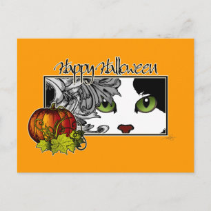 Carte Postale Happy Halloween Noir 'n Chat Blanc