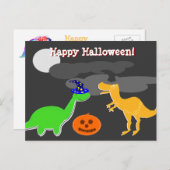 Carte postale Happy Halloween Salutations Dinosaur (Devant / Derrière)