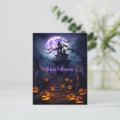 Carte Postale Happy Halloween Skeleton Skull Haunted House (Debout devant)