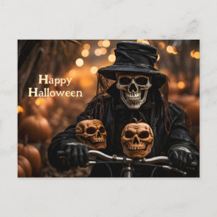 Carte Postale Happy Halloween Squelette dans un tuxedo vintage