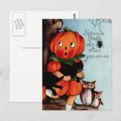 Carte Postale Happy Halloween Vintage illustration (Devant / Derrière)