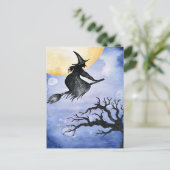 Carte Postale Happy Halloween vol WItch salutation (Debout devant)