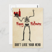 Carte Postale Happy Hallowine Skeleton sans tête (Devant / Derrière)