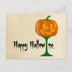 Carte Postale Happy Hallowine Vin Citrouille Halloween