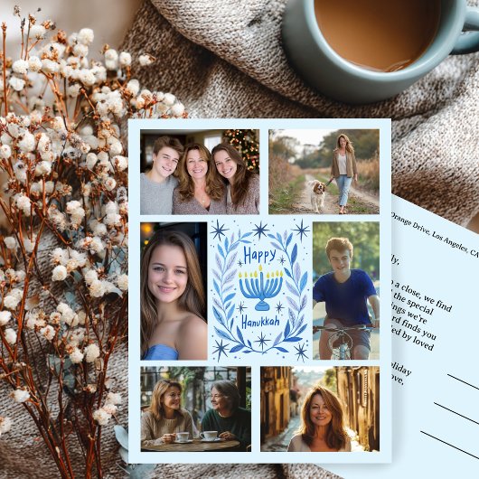 Carte Postale HAPPY HANOUKKA CUSTOM 6 PHOTO Holiday