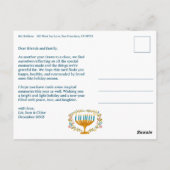 Carte Postale HAPPY HANOUKKA Floral Wreath Menorah Texte personn (Dos)