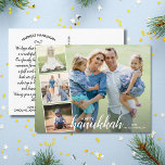 Carte Postale Happy Hanoukka Hand Lettré Photo Collage<br><div class="desc">Célébrez l'Hanoukka avec cette carte postale amusante avec 4 de vos photos et les mots en lettres "Happy Hanoukka" sur le devant et votre note personnalisée sur le dos. Ou, si vous le souhaitez, supprimez la note dactylographiée sur le dos et écrivez chaque carte postale individuellement. Ajoutez votre adresse pour...</div>