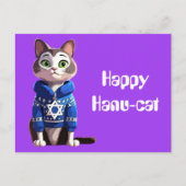 Carte Postale Happy Hanu-Cat | Chat dans Hanoukka Sweater (Devant)