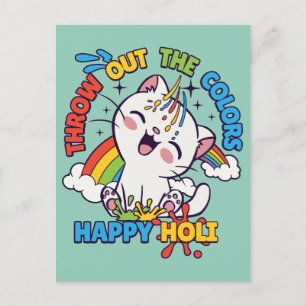 Carte Postale Happy Holi Cat