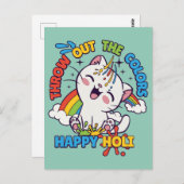 Carte Postale Happy Holi Cat (Devant / Derrière)