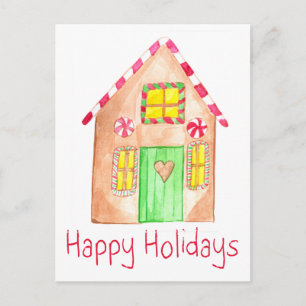 Carte Postale Happy Holidays Gingerbread house