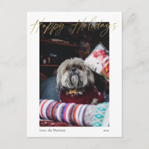 Carte Postale Happy Holidays Gold Calligraphy Modern Postcard