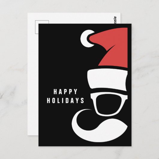 Carte Postale Happy Holidays Hipster Père Noël (Devant / Derrière)