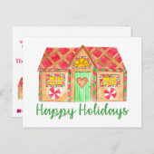 Carte Postale Happy Holidays Maison en pain d'épices (Devant / Derrière)