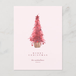 Carte Postale HAPPY HOLIDAYS Pink Christmas Tree Postcard
