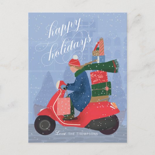 Carte postale Happy Holidays Scooter non photo Hol (Devant)