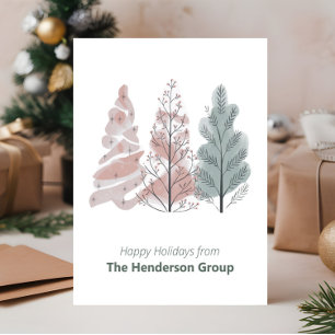 Carte Postale Happy Holidays Trees Business Company QR Code