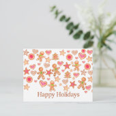 Carte Postale Happy Holidays watercolor gingerbread cookies (Debout devant)