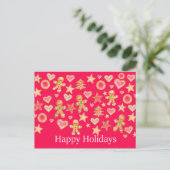 Carte Postale Happy Holidays watercolor gingerbread cookies (Debout devant)