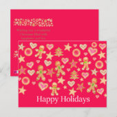 Carte Postale Happy Holidays watercolor gingerbread cookies (Devant / Derrière)